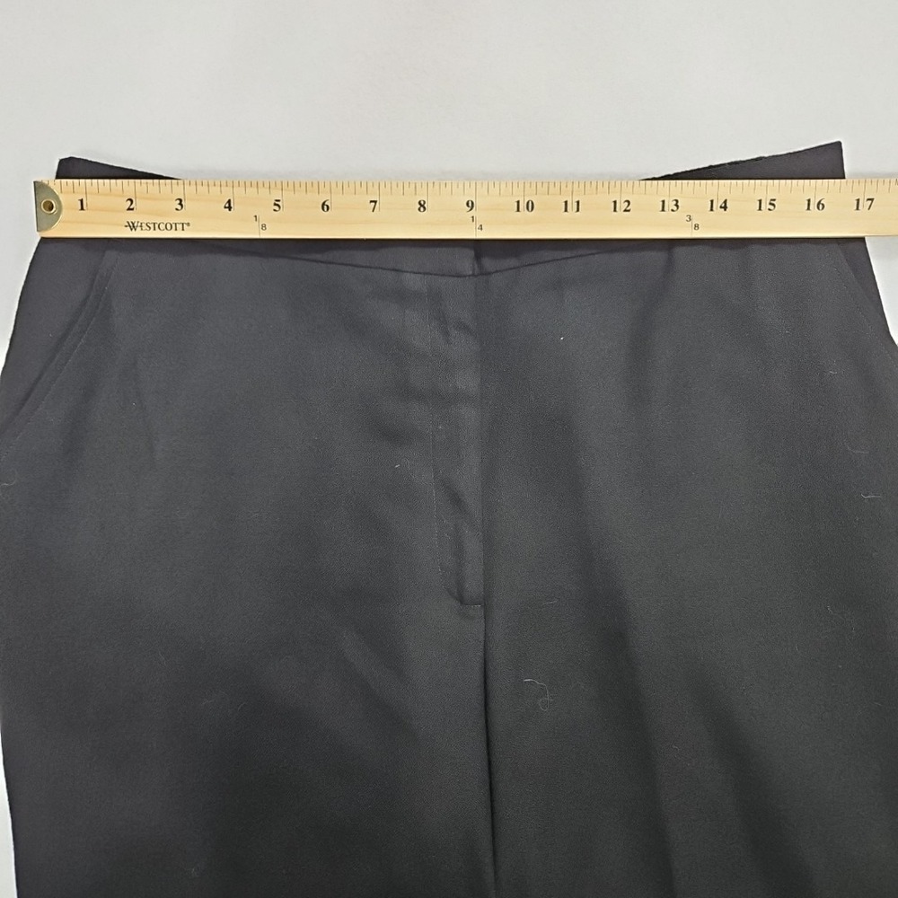 Eileen Fisher Large Black Woven Wool Crepe Straight Leg Trouser Pants Pockets - Picture 5 of 9